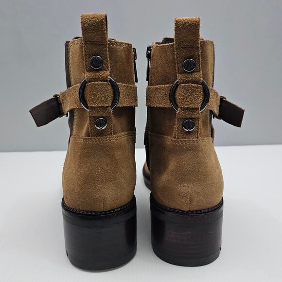 NEW Donald Pliner Savvy Ankle Bootie Womens 11 Tan Suede Chelsea Lug Sole Fall - Picture 8 of 14